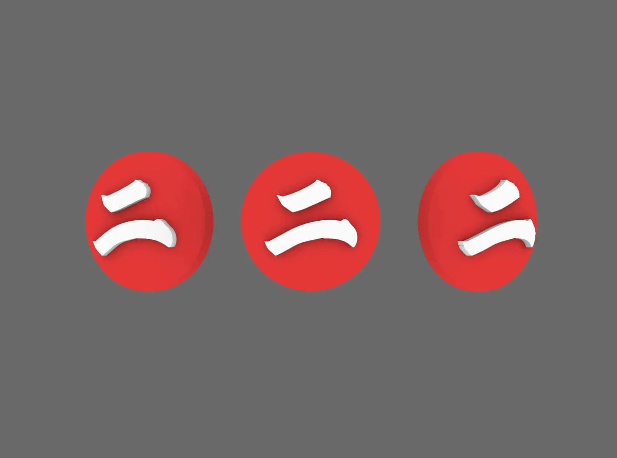 Red Ronin Kanji Number Symbols 3mm (STL Format) - view 3