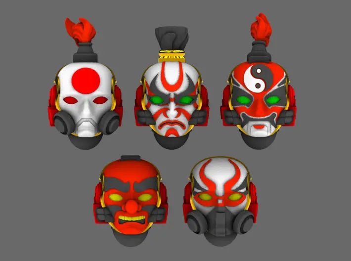 Red Ronin V10K Kabuki Helmets (Digital STL) - BW Terrain & Forge