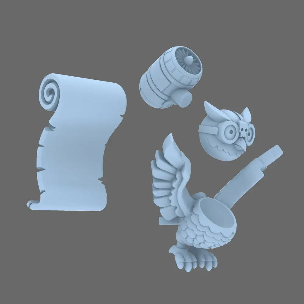 Sacred Scrolls Servo Owl - Robotic Messenger Character Kit for 28mm Grim Dark Models - BW Terrain & Forge