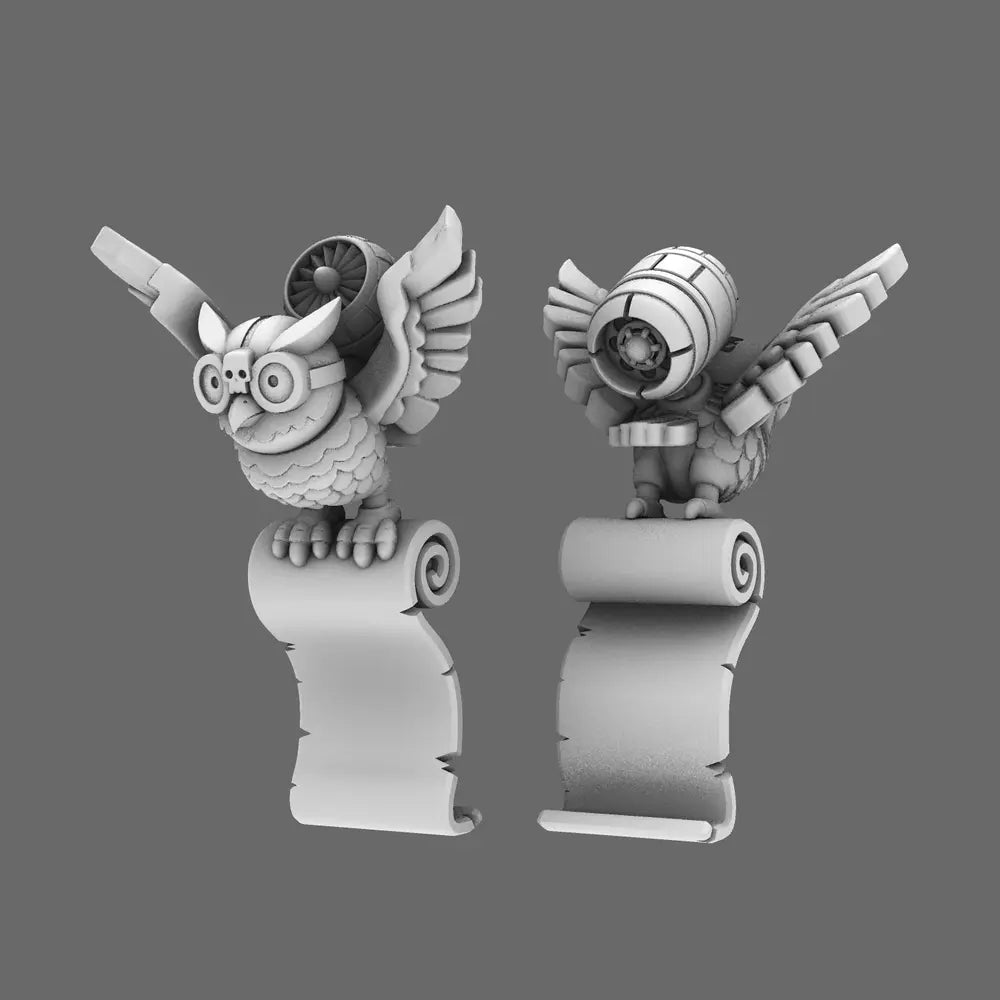 Sacred Scrolls Servo Owl - Robotic Messenger Character Kit for 28mm Grim Dark Models - BW Terrain & Forge