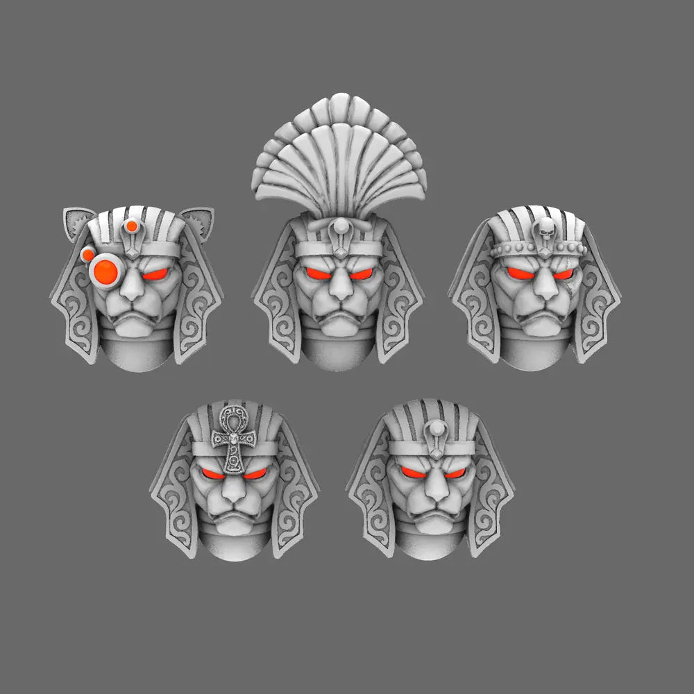 Sacred Scrolls V10K Sphinx Guard Helmets - Elite Academic Warrior Headgear for 28mm Models - BW Terrain & Forge