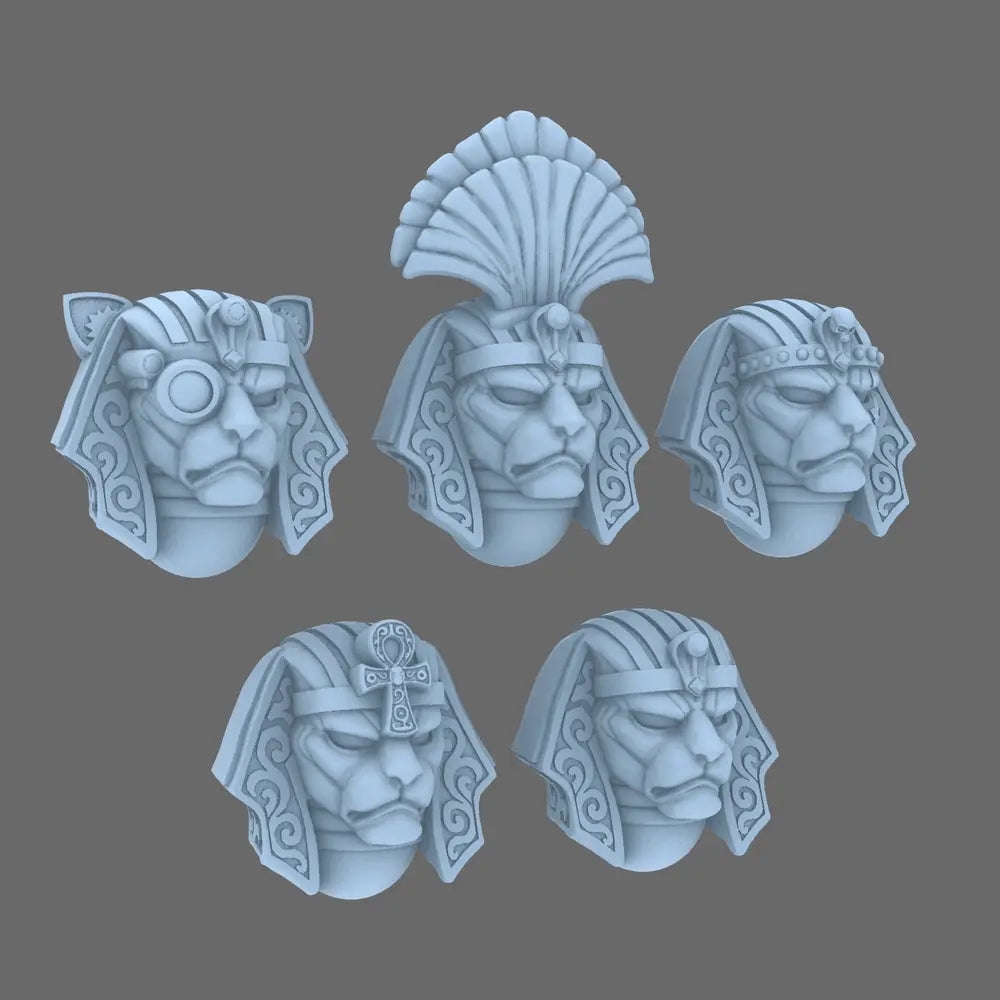Sacred Scrolls V10K Sphinx Guard Helmets - Elite Academic Warrior Headgear for 28mm Models - BW Terrain & Forge
