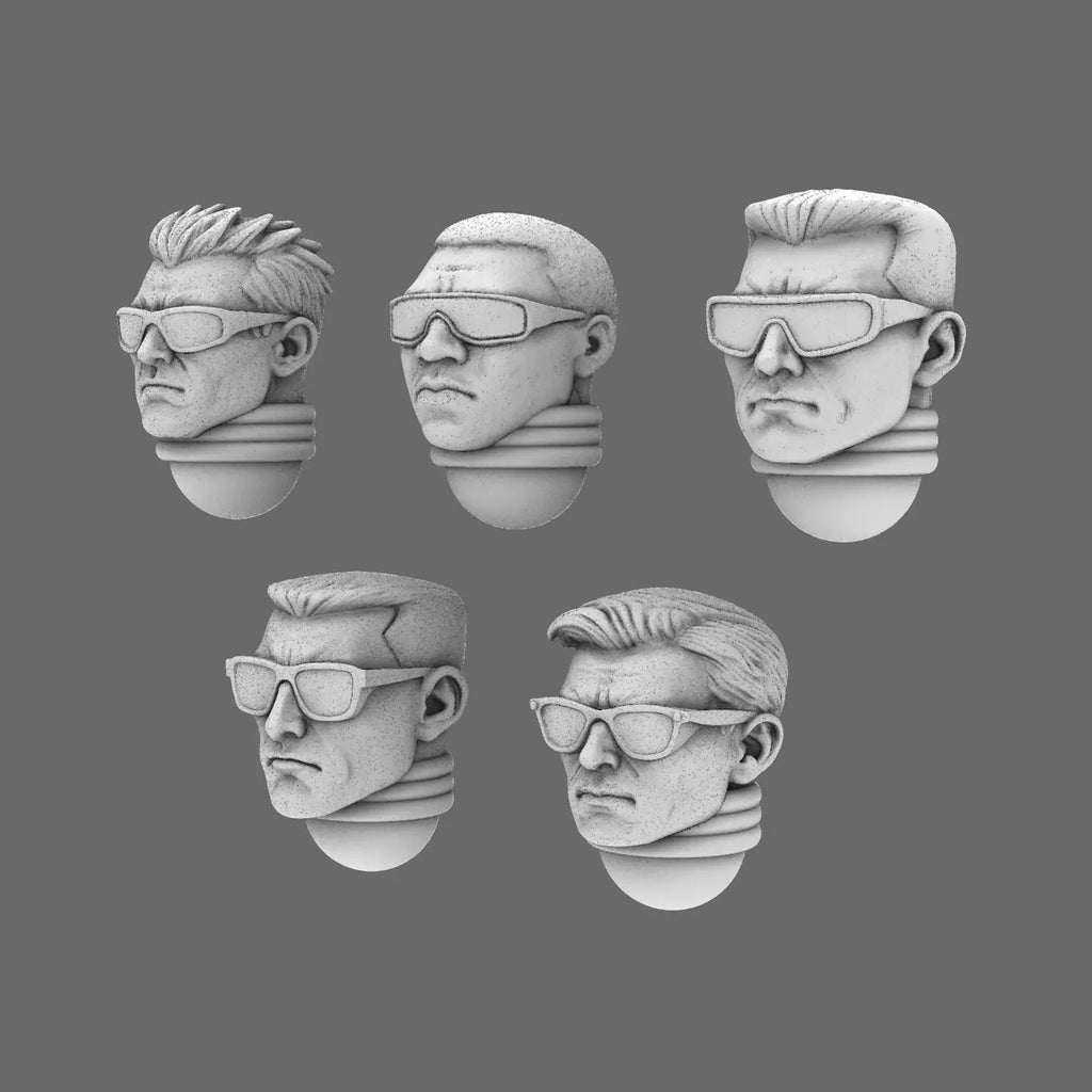 Space Knights Cool Shades Exposed Heads X - BW Terrain & Forge