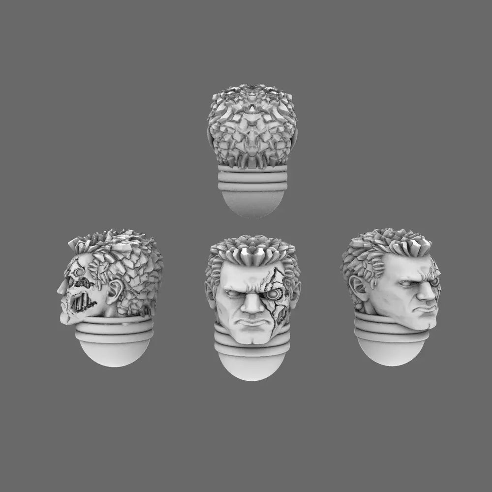 Space Knights Cyborg Heads X 10 - BW Terrain & Forge