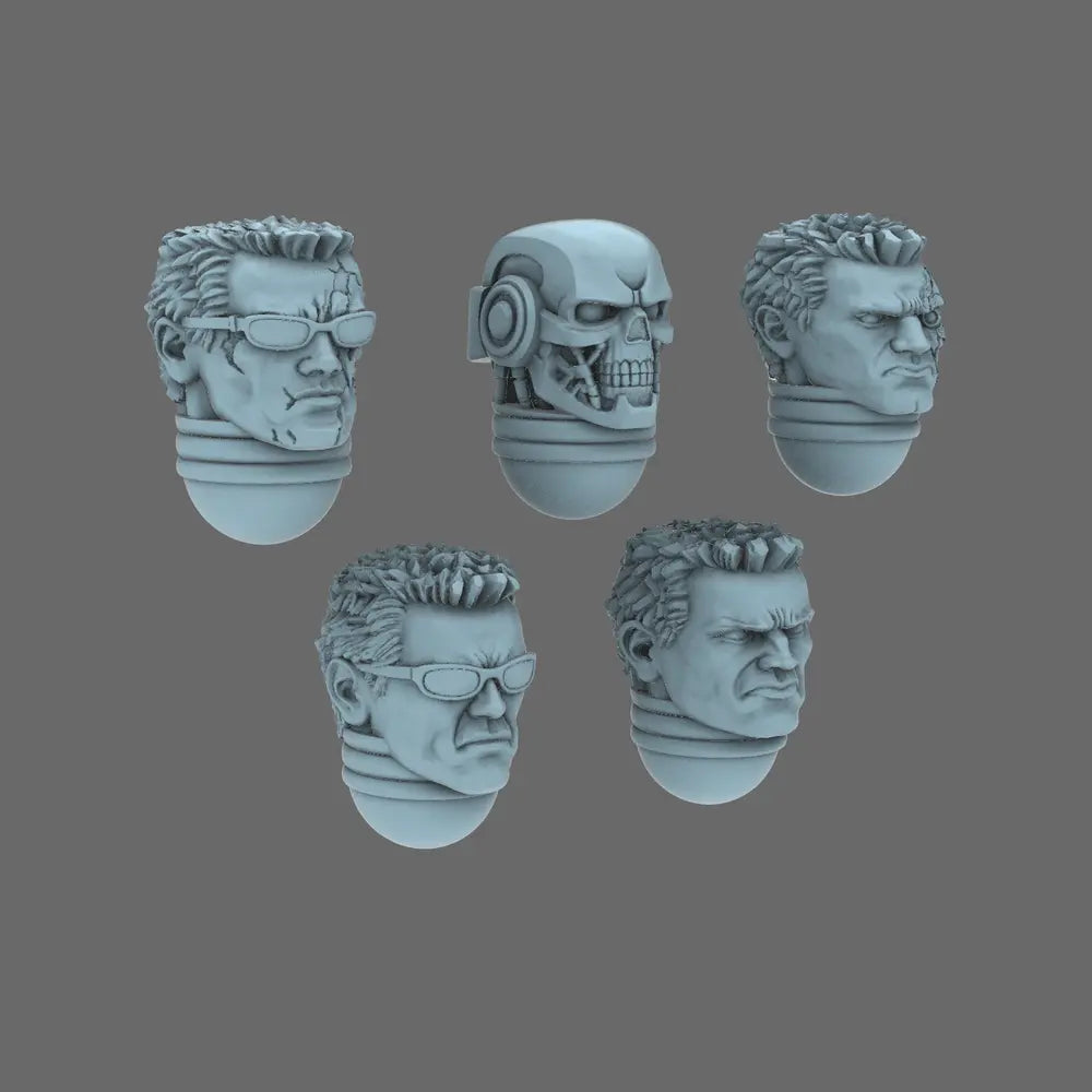 Space Knights Cyborg Heads X 10 - BW Terrain & Forge