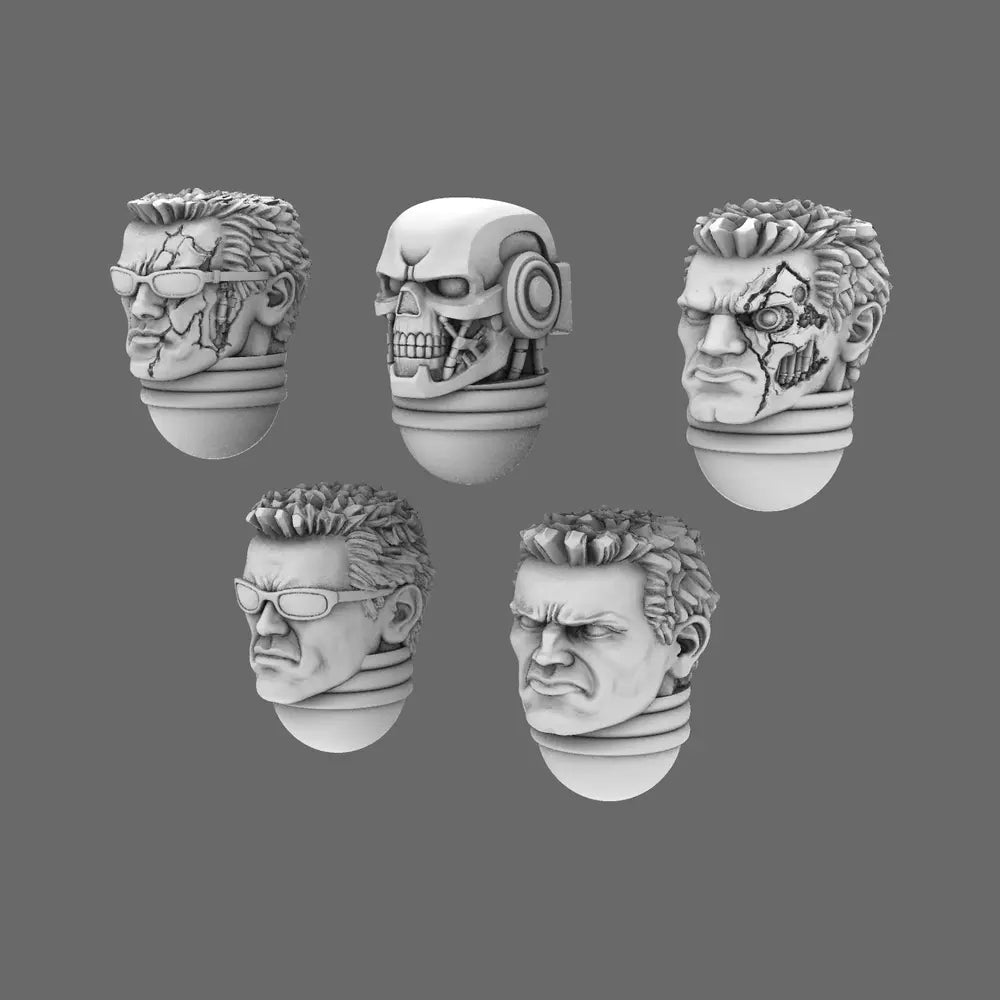 Space Knights Cyborg Heads X 10 - BW Terrain & Forge
