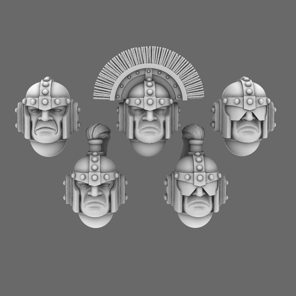 Space Knights V1 Exterminator Helmet X 10 - BW Terrain & Forge