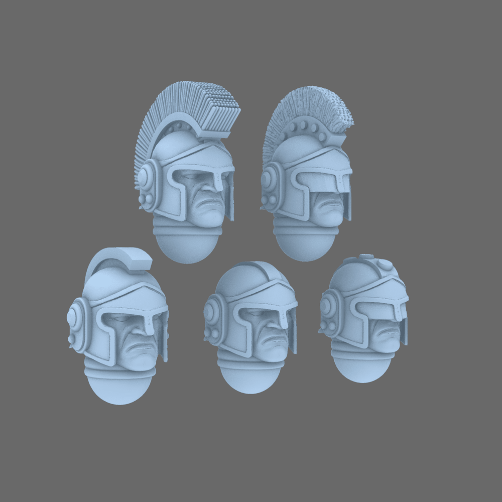 Space Knights V1 Trojan Style Exterminator Helmet X 10 - BW Terrain & Forge