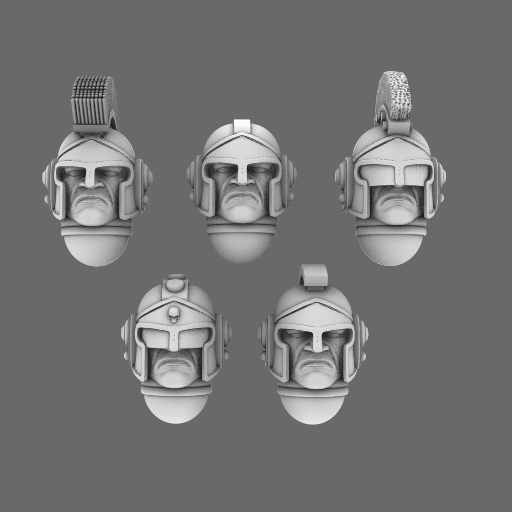 Space Knights V1 Trojan Style Exterminator Helmet X 10 - BW Terrain & Forge