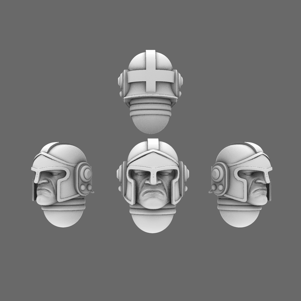 Space Knights V1 Trojan Style Exterminator Helmet X 10 - BW Terrain & Forge