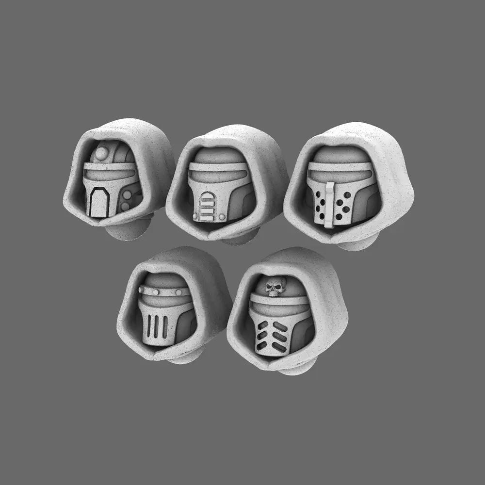 Space Knights V2 Metal Storm Hooded Helmets X 10 - BW Terrain & Forge