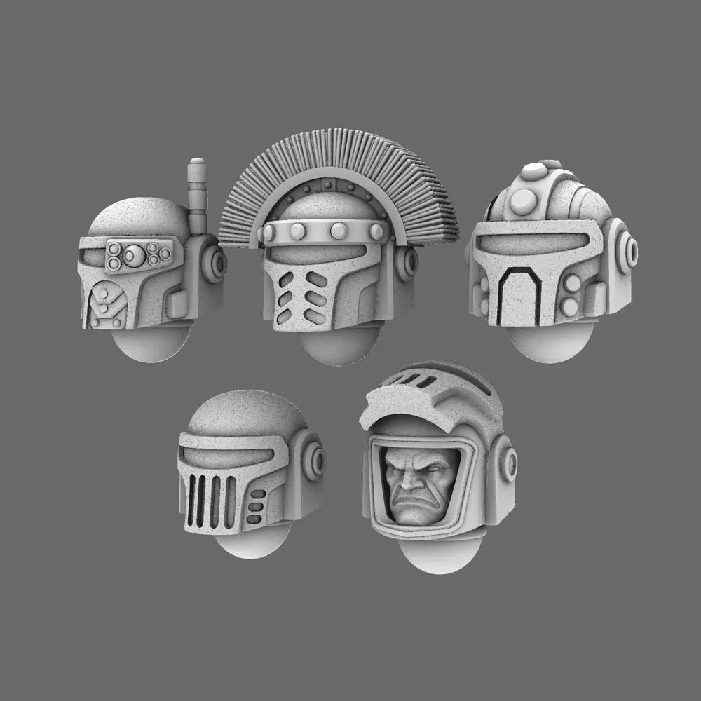 Space Knights V2 Metal Storm Style Helmets X 10 - BW Terrain & Forge