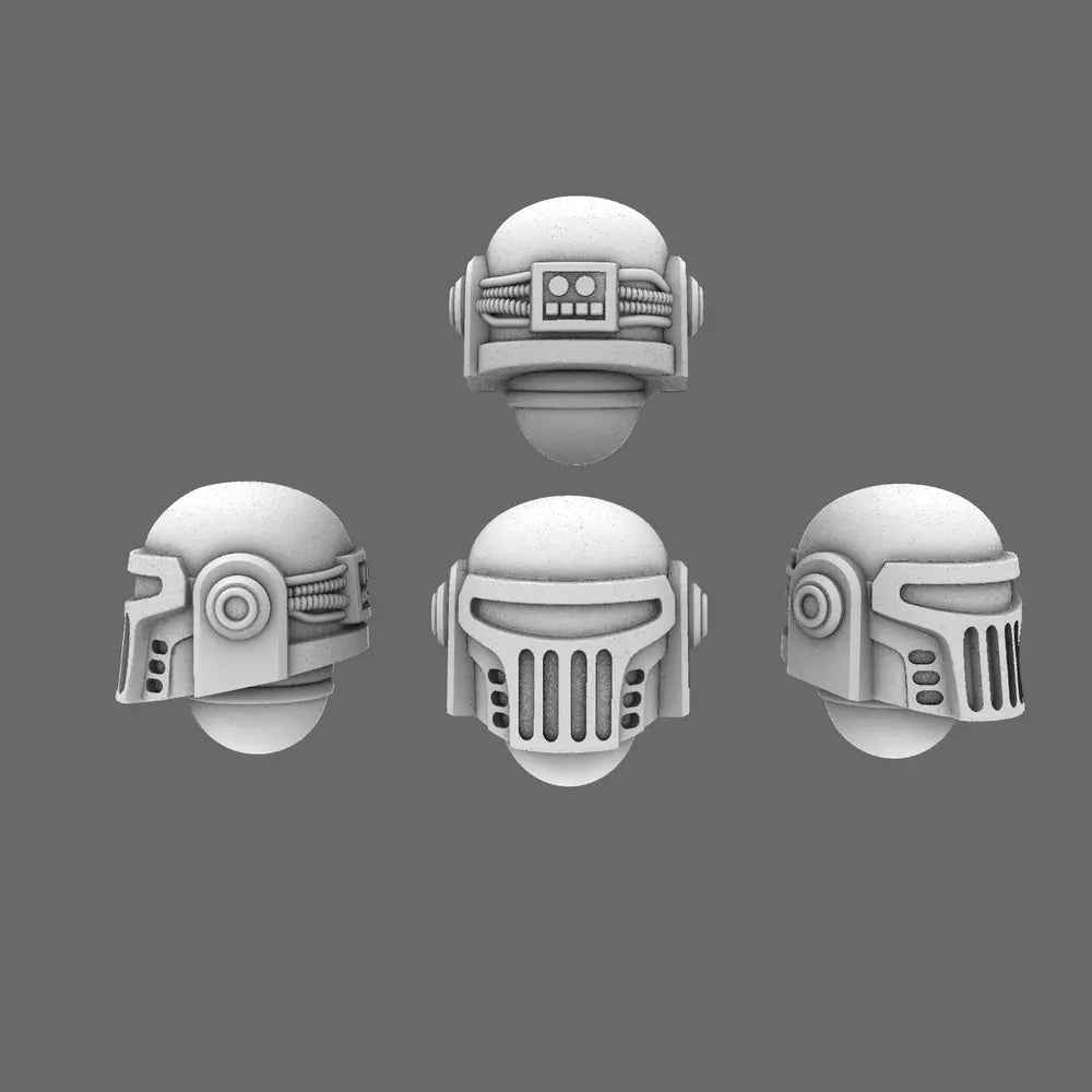 Space Knights V2 Metal Storm Style Helmets X 10 - BW Terrain & Forge