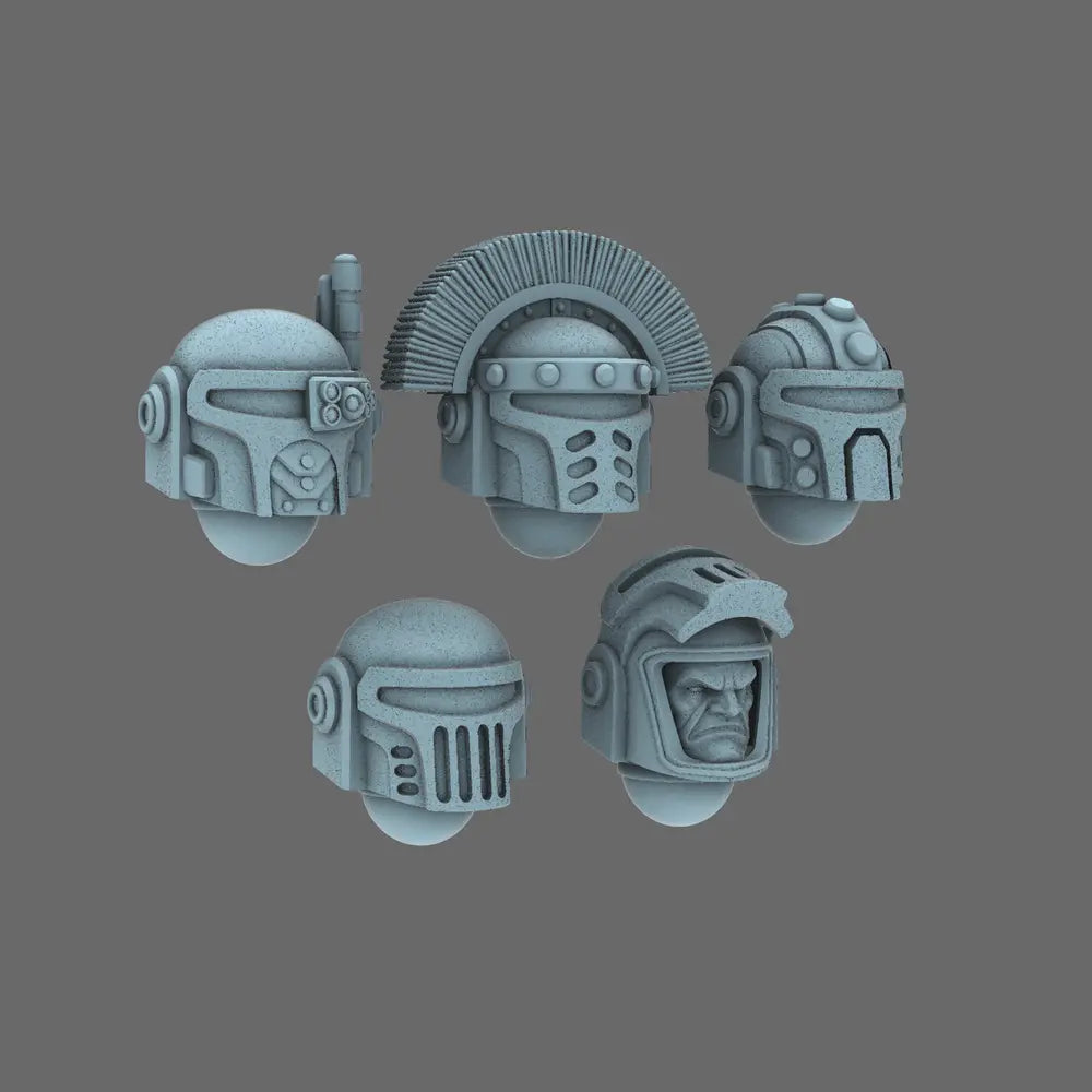 Space Knights V2 Metal Storm Style Helmets X 10 - BW Terrain & Forge