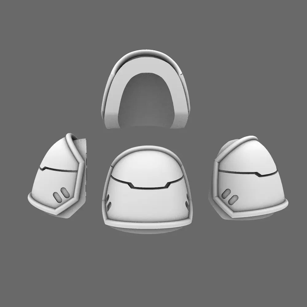 Space Knights V4 Savage Plain Shoulder Pads Type B - BW Terrain & Forge