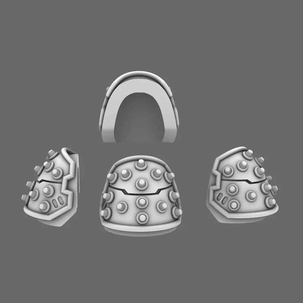 Space Knights V4 Savage Studded Shoulder Pads Type A - BW Terrain & Forge