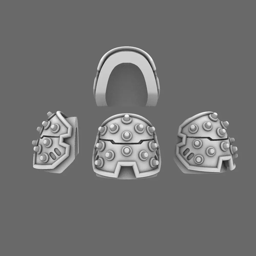 Space Knights V4 Savage Studded Shoulder Pads Type C - BW Terrain & Forge