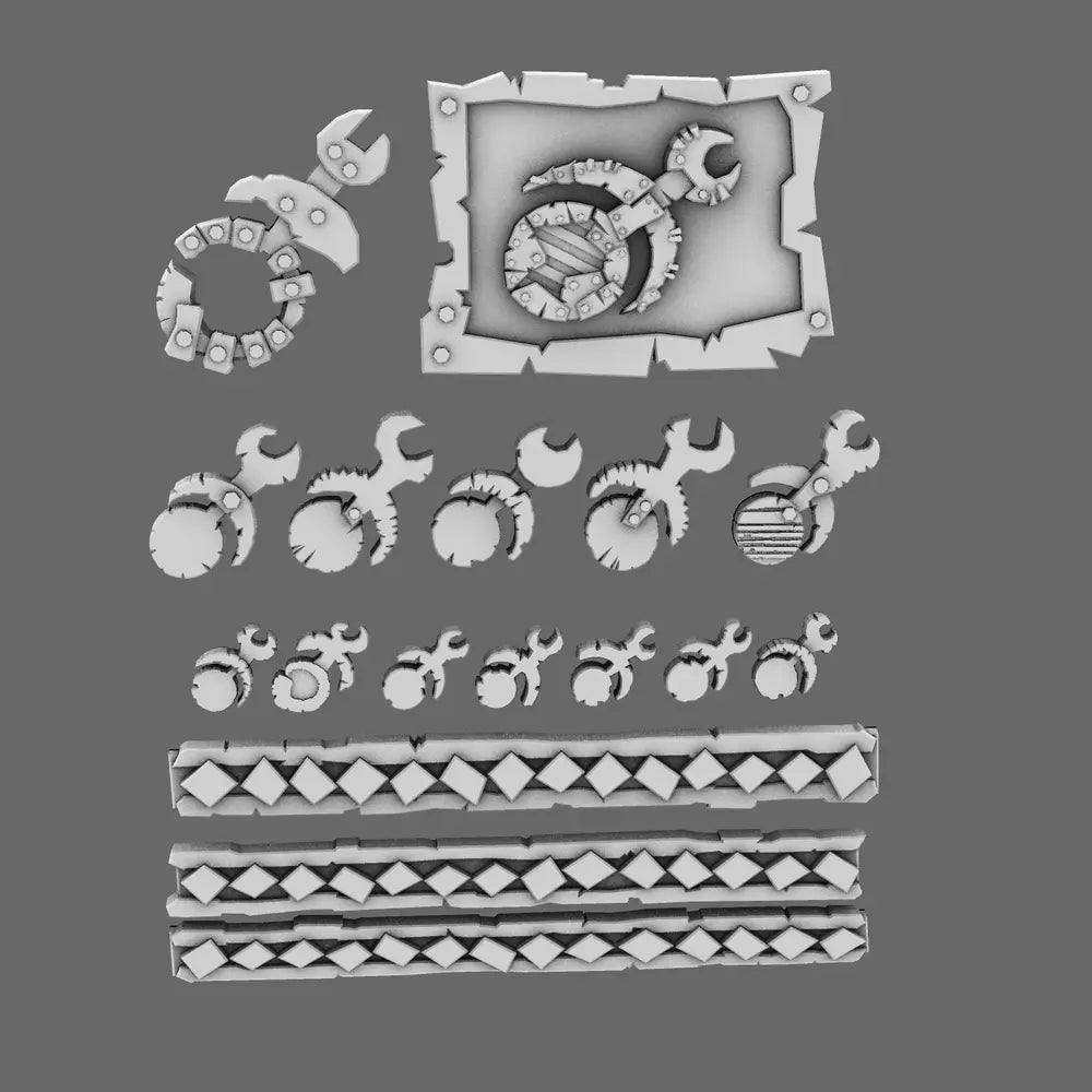 Space Orcs Sexy Lads Clan Symbols - Elite Space Orc Clan Insignia for 28mm Grim Dark Models - BW Terrain & Forge