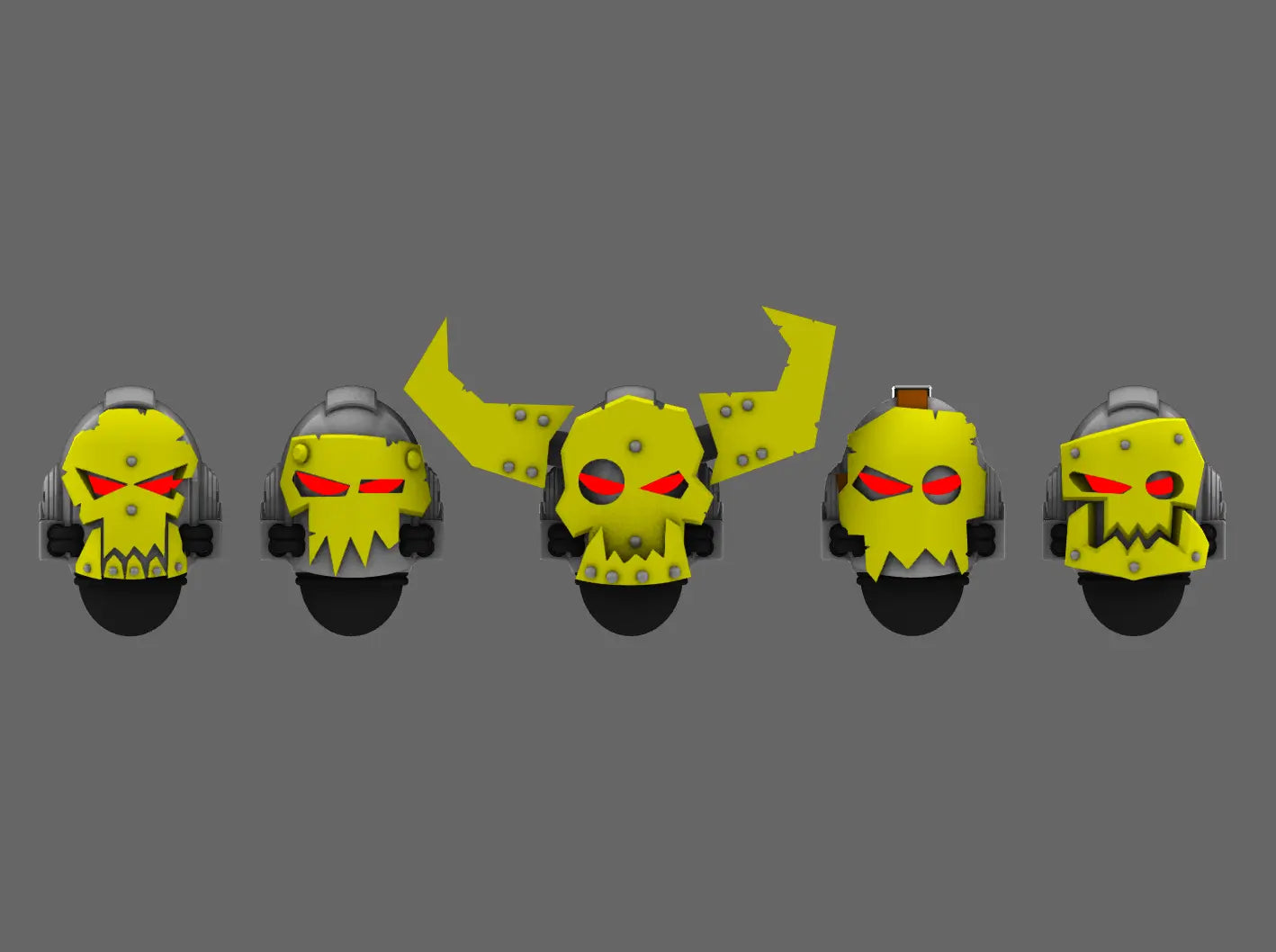 Orc Busters V7 Helmets - Skulls & Glyphs Masks (STL Format) BW Terrain & Forge