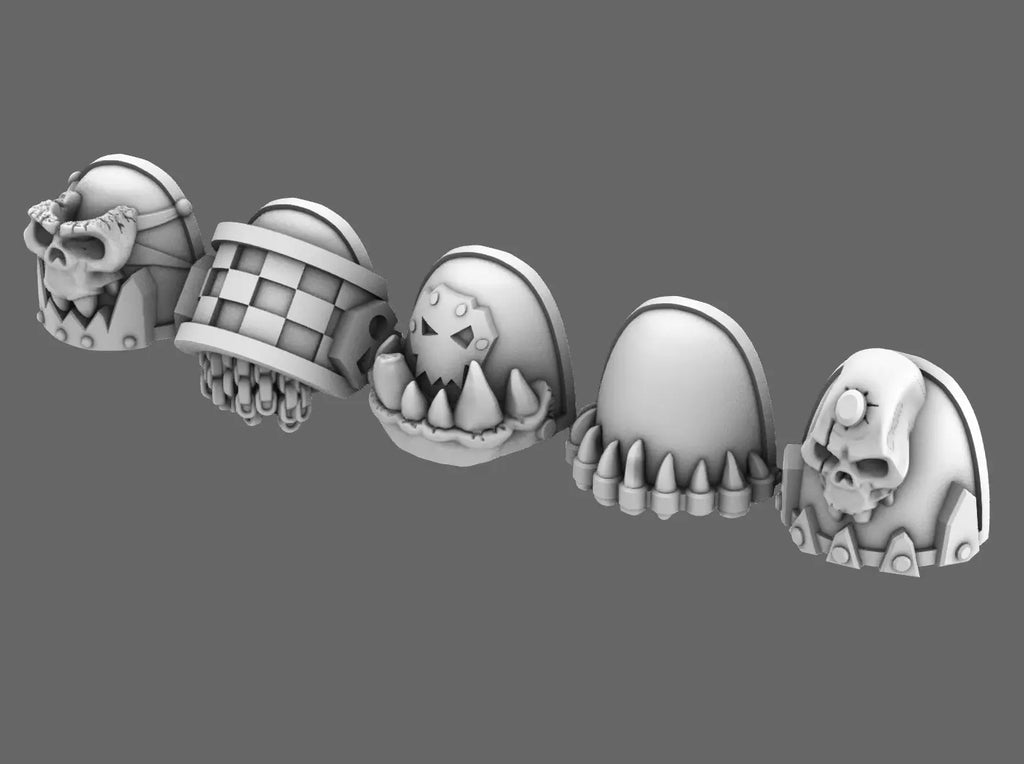 Orc Busters V7 Trophy Rimmed Shoulder Pads (STL Format) BW Terrain & Forge