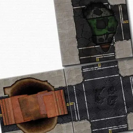 Digital Forge: Collision Course - Disaster Street Modular Terrain Tiles - bw-terrain-forge