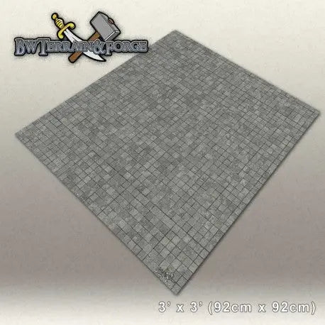 Forge Mats: Gray Stone Tiles - Cobblestone Themed Gaming Mat - bw-terrain-forge
