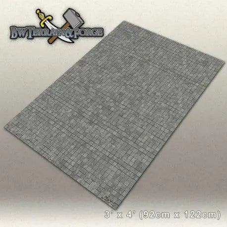 Forge Mats: Gray Stone Tiles - Cobblestone Themed Gaming Mat - bw-terrain-forge