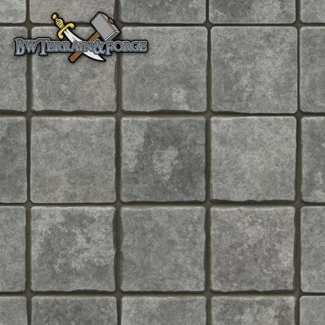 Forge Mats: Gray Stone Tiles - Cobblestone Themed Gaming Mat - bw-terrain-forge